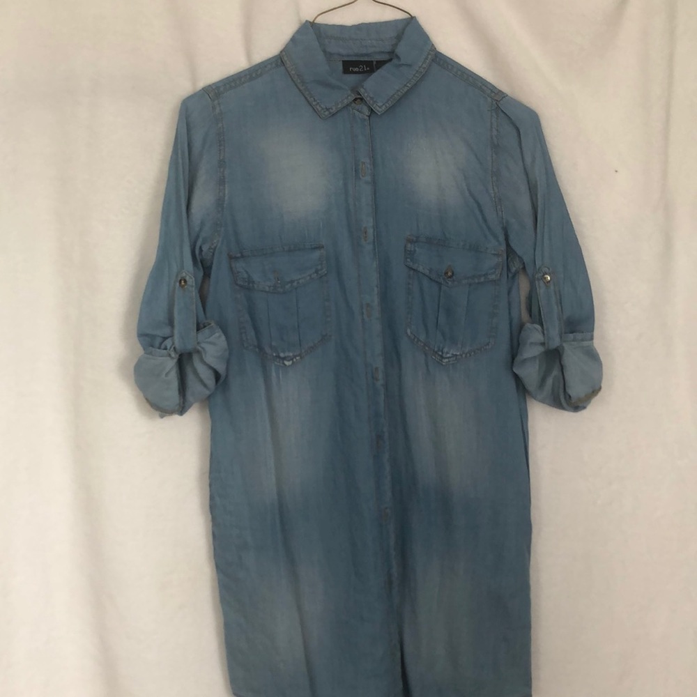 Denim button down dress